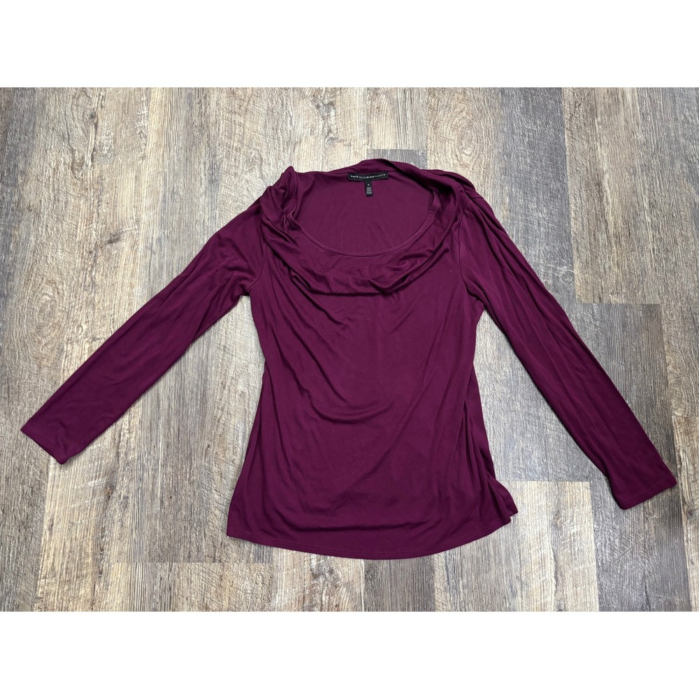 White House Black Market Plum Purple Cowl Neck Long Sleeve Top Small